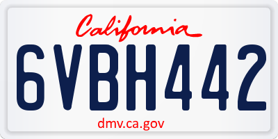 CA license plate 6VBH442