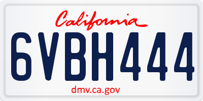 CA license plate 6VBH444