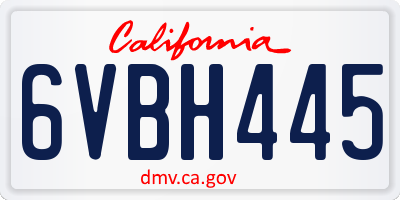 CA license plate 6VBH445