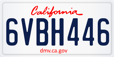 CA license plate 6VBH446