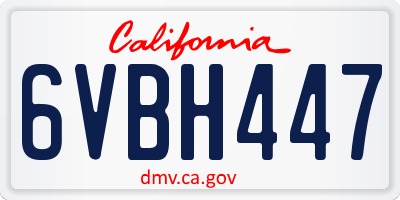 CA license plate 6VBH447