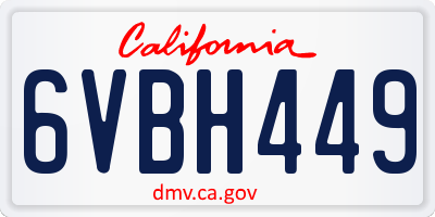 CA license plate 6VBH449