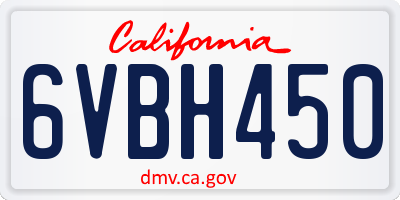 CA license plate 6VBH450