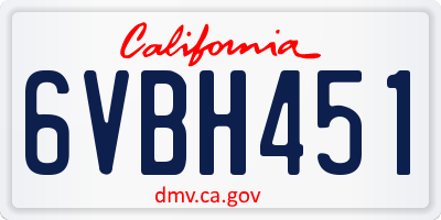 CA license plate 6VBH451