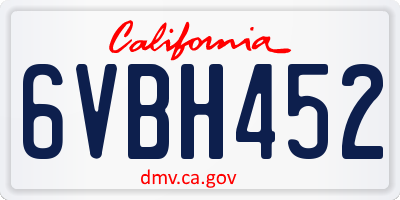 CA license plate 6VBH452