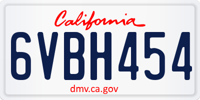 CA license plate 6VBH454