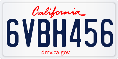 CA license plate 6VBH456