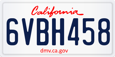 CA license plate 6VBH458