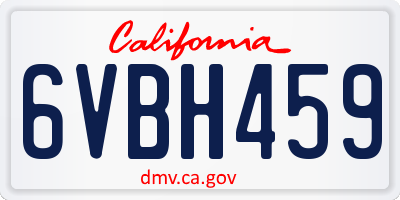 CA license plate 6VBH459