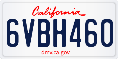 CA license plate 6VBH460