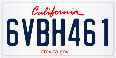 CA license plate 6VBH461