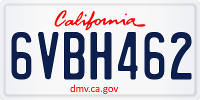 CA license plate 6VBH462