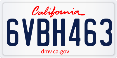 CA license plate 6VBH463