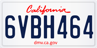 CA license plate 6VBH464