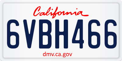 CA license plate 6VBH466