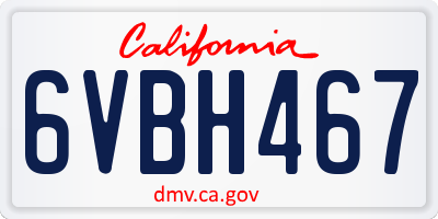 CA license plate 6VBH467