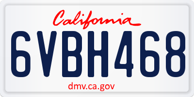 CA license plate 6VBH468