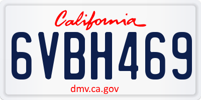 CA license plate 6VBH469