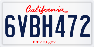 CA license plate 6VBH472