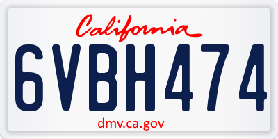 CA license plate 6VBH474