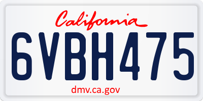 CA license plate 6VBH475