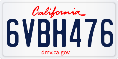 CA license plate 6VBH476