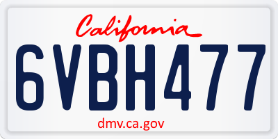 CA license plate 6VBH477