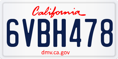 CA license plate 6VBH478