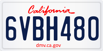 CA license plate 6VBH480