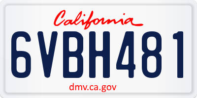 CA license plate 6VBH481