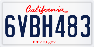 CA license plate 6VBH483
