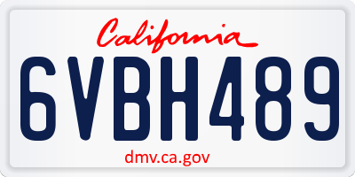 CA license plate 6VBH489
