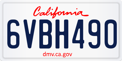 CA license plate 6VBH490