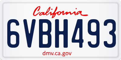 CA license plate 6VBH493