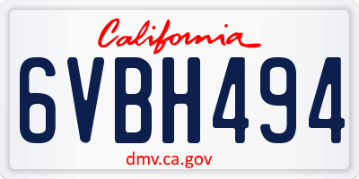 CA license plate 6VBH494