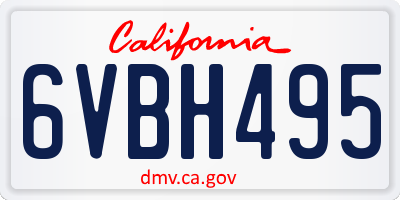 CA license plate 6VBH495