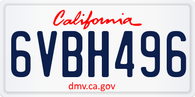 CA license plate 6VBH496