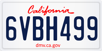 CA license plate 6VBH499