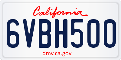 CA license plate 6VBH500