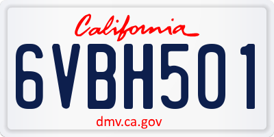 CA license plate 6VBH501