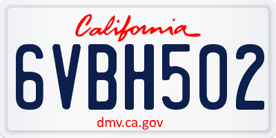 CA license plate 6VBH502
