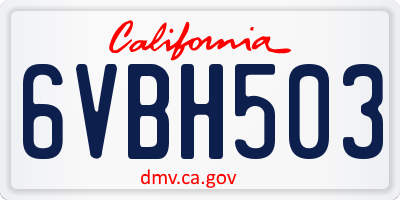 CA license plate 6VBH503