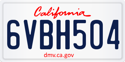 CA license plate 6VBH504