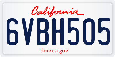 CA license plate 6VBH505