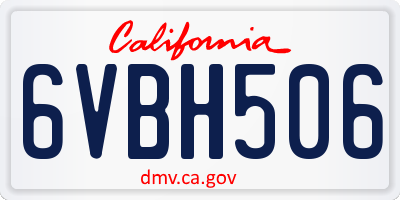 CA license plate 6VBH506