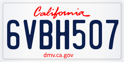 CA license plate 6VBH507