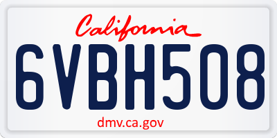 CA license plate 6VBH508