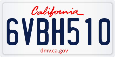 CA license plate 6VBH510