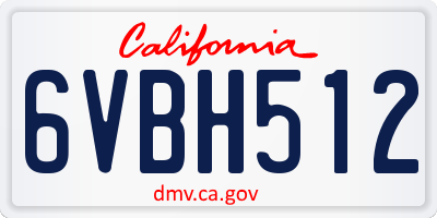 CA license plate 6VBH512