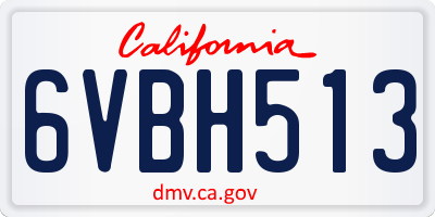 CA license plate 6VBH513